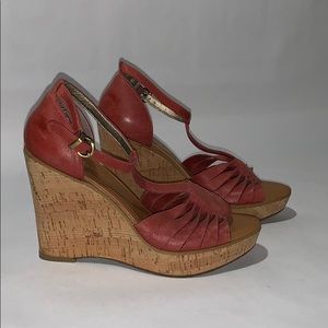 Banana Republic burnt red leather wedges